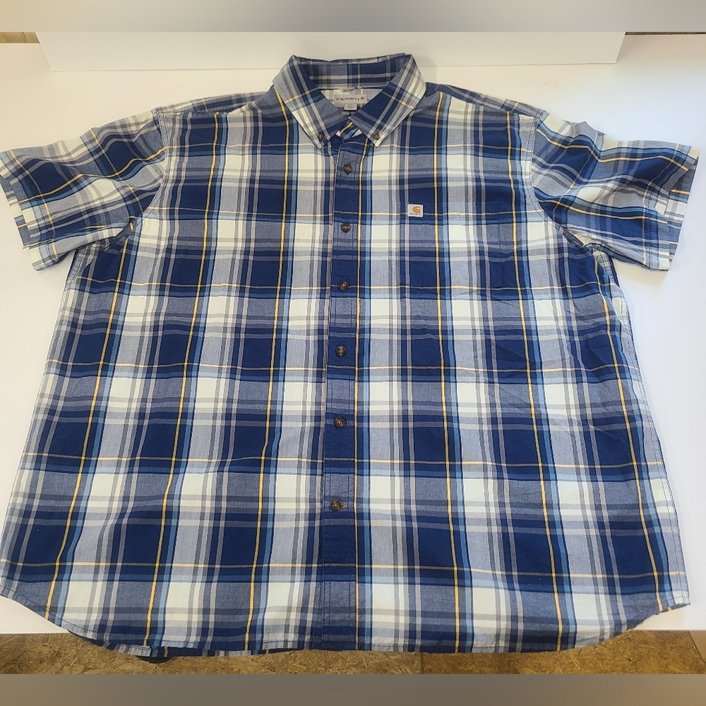 Carhartt Blue and White Casual Button Down Shirt